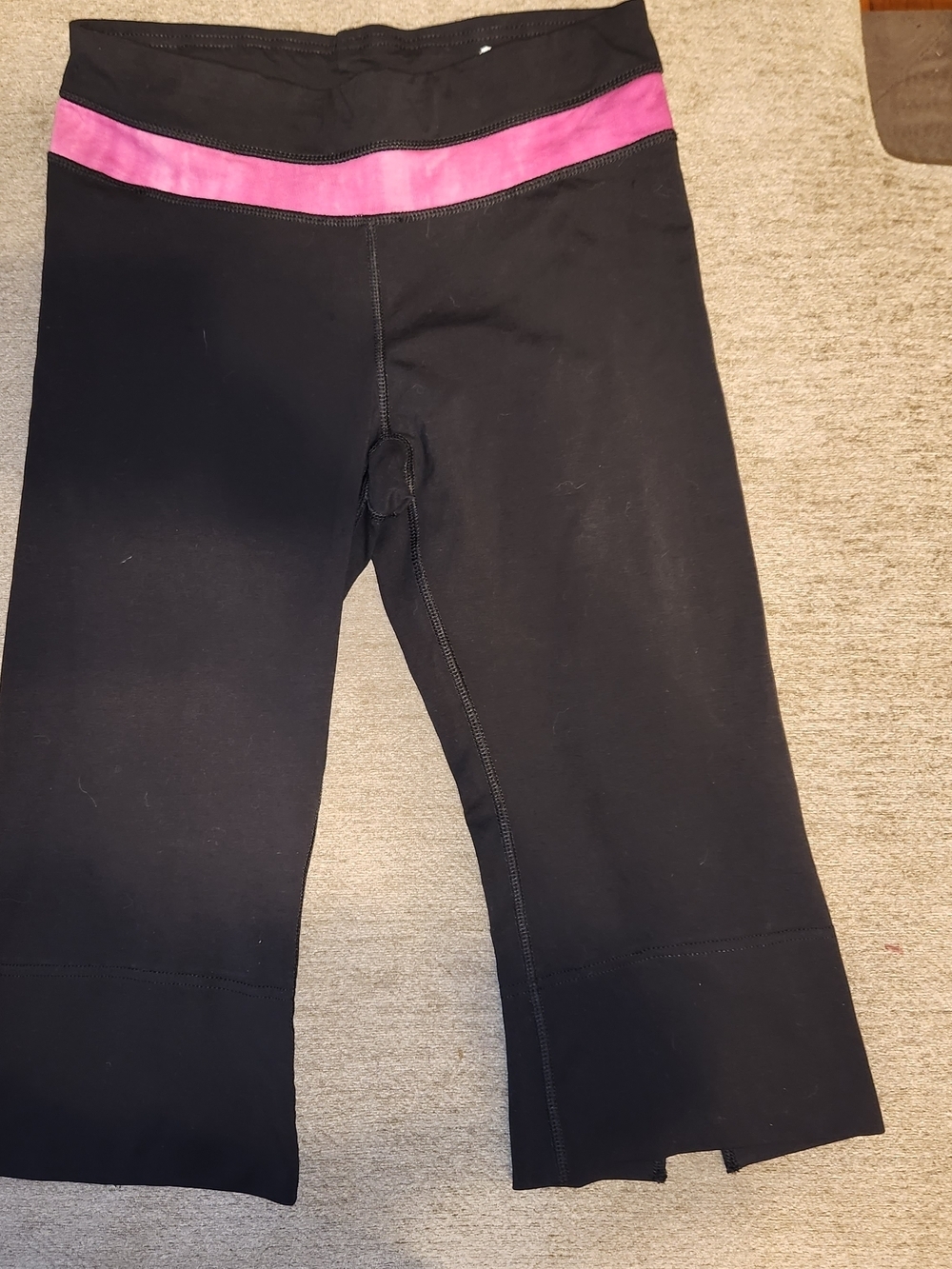 Xersion Black Leggings with Pink Waistband